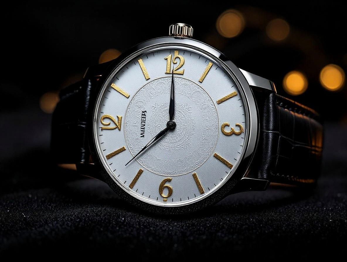 Watch dial with engraved gold numerals