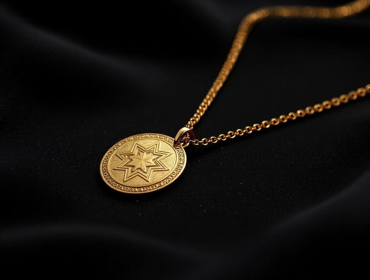 Pendant necklace with engraved star design