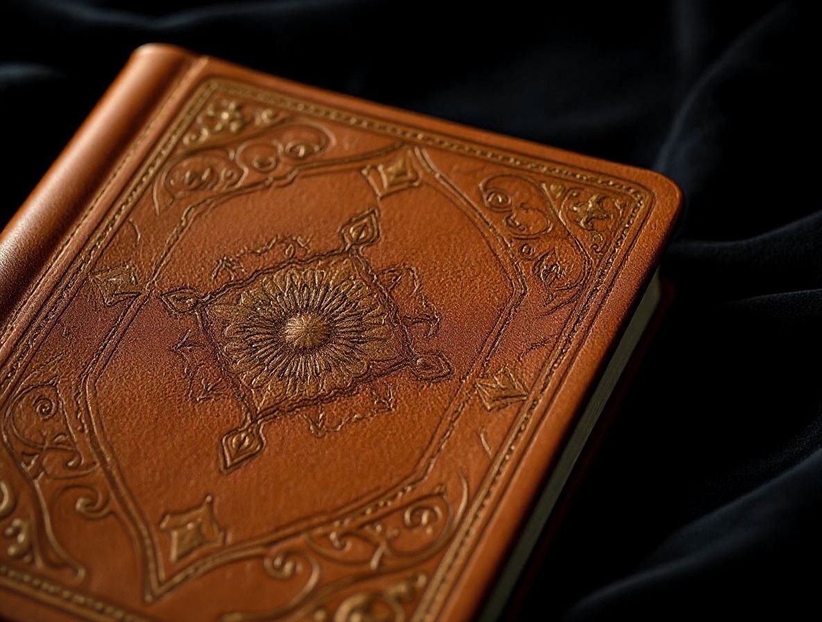 Leather shoe with embossed arabesque pattern